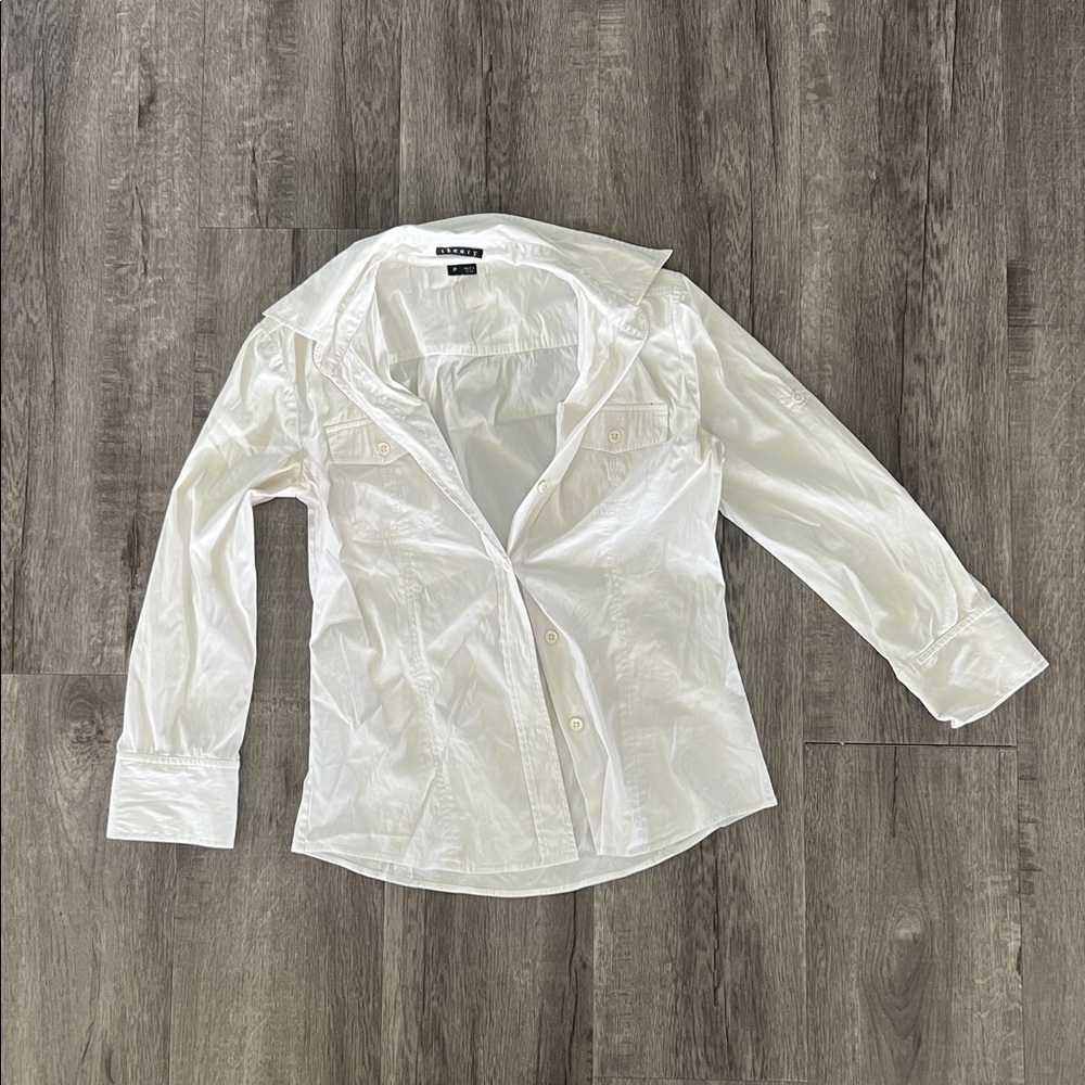 Theory White 3/4 Shirt
